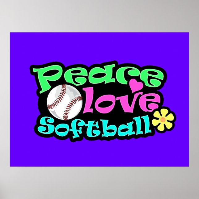 Poster Paix, Amour, Softball (Devant)