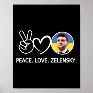 Poster Paix Amour Ukraine Volodymyr Zelensky Ukrainiens S