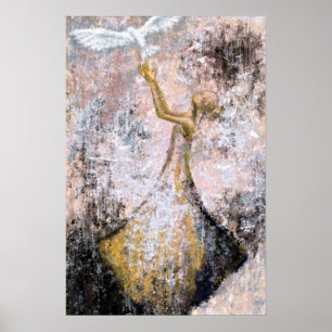 Poster Paix - Colombe Blanche - Liberté - Peinture Abstra
