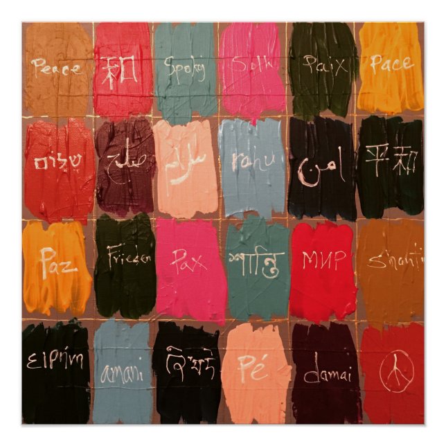 Poster Paix en 24 langues (Devant)