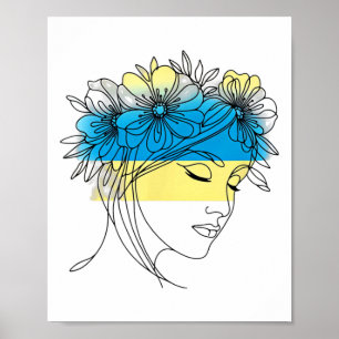 Poster Paix en fleurs Profil féminin Ukraine 1 