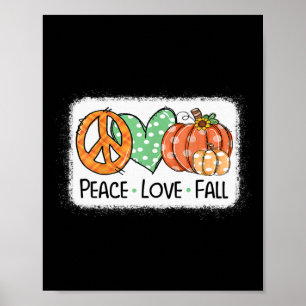 Poster Paix Et Amour Et Automne Citrouille Autum Happy Fa