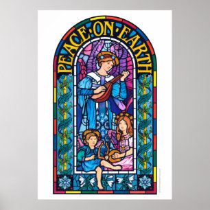 Poster Paix géante d'affiche sur le verre souillé de la