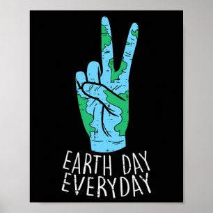 Poster Paix Jour des terres Mains Quotidien Environnement