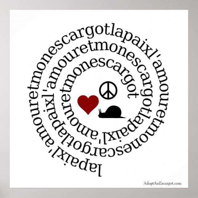 Poster Paix, l'amour et mon escargot (Devant)