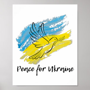 Poster Paix pour l'Ukraine Solidarité Paix Cœur Ukrainien