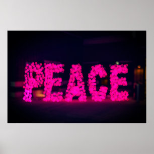 POSTER PAIX ROSE SIGNE NEON LIGHT