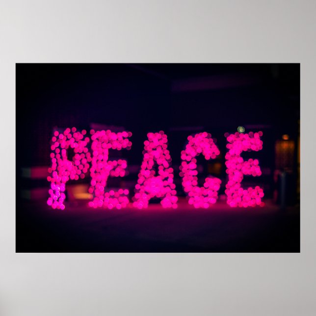 POSTER PAIX ROSE SIGNE NEON LIGHT (Devant)