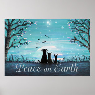Poster Paix sur le coucher du soleil d'hiver de la terre