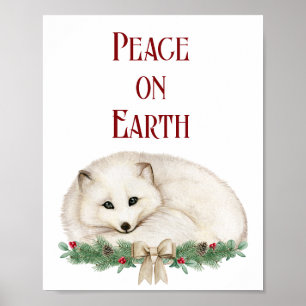 Poster Paix sur Terre Renard Blanc de Fêtes