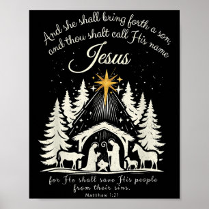 Poster Pajamas de famille des sapins de Noël chrétiens Jé