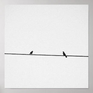 Poster Pájaros posados en blanco y negro