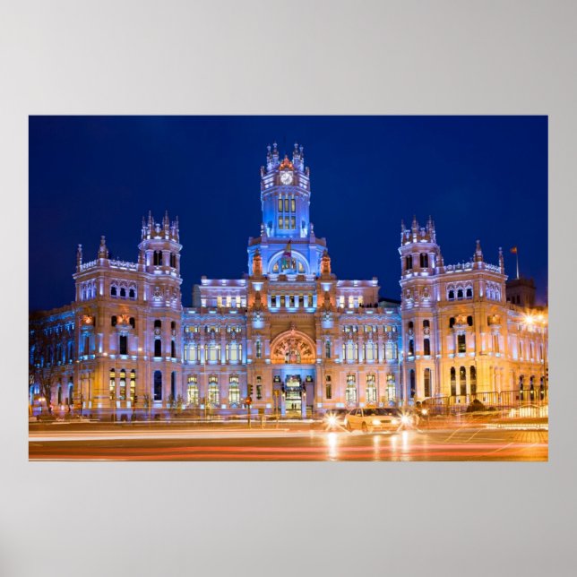 Poster Palacio de Comunicaciones à la nuit à Madrid (Devant)