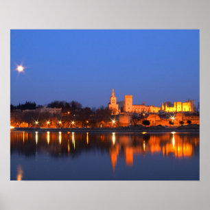 Poster Palais des Papes à Avignon et le Rhône à