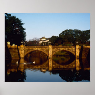 Poster Palais impérial, pont Nijubashi, Tokyo, Japon
