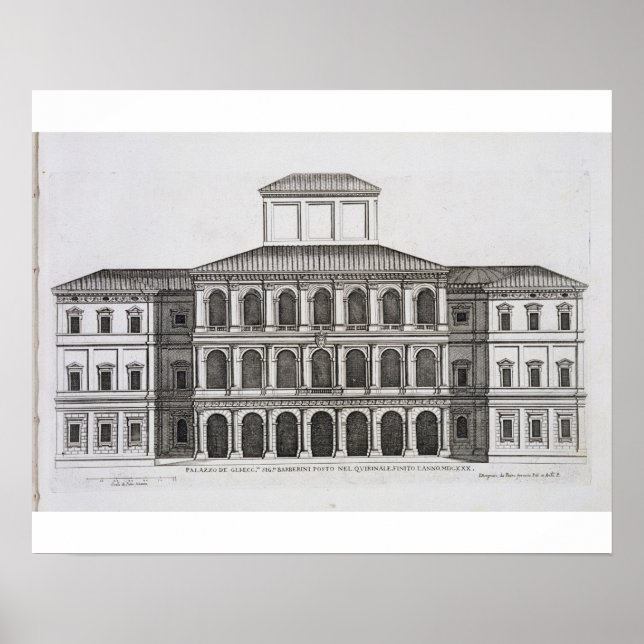Poster Palazzo Barberini sur le Quirinale, terminé 1630, (Devant)