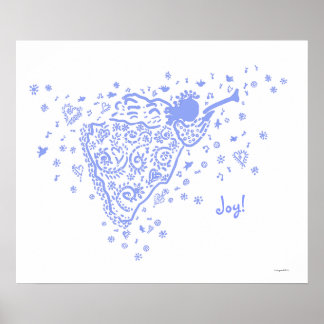 Poster Pale Blue Trumpet Engel