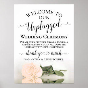 Poster Pale Peach Rose Stylish Unplugged Mariage Cerememy