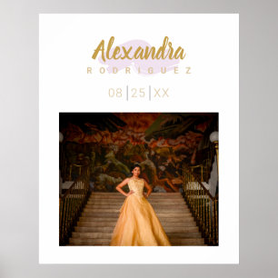Poster Pale Purple & Gold Photo Quinceanera