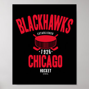 Poster Palet de hockey des Blackhawks de Chicago Noir Off