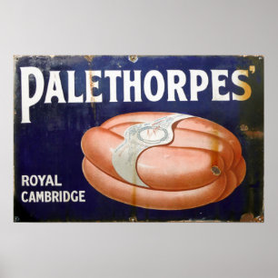 Poster Palethorpes Sausages, vintage Enamel Sign.