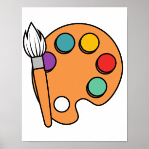 Poster 🎨 palette de couleurs et pinceau - Artistique imp