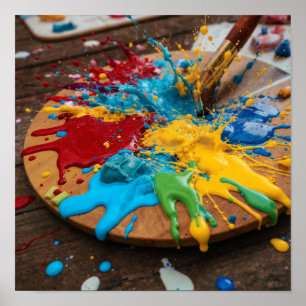 Poster Palette de peinture dynamique - Explosion de coule