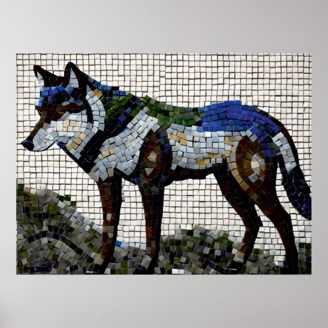 Poster Palette du prédateur : Mosaïque du loup (Devant)