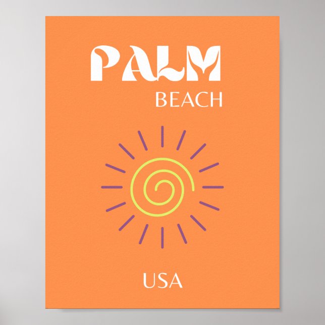 Poster Palm Beach, Art Voyage, Preppy, Orange (Devant)