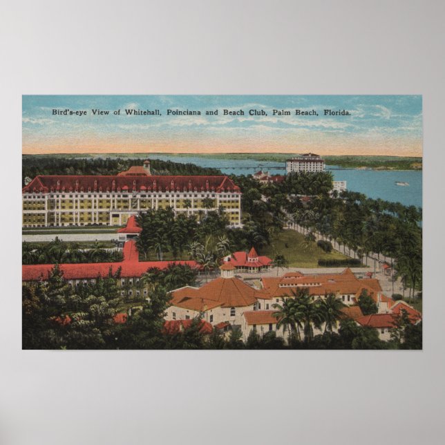 Poster Palm Beach, FL - Whitehall, Poinciana, Plage (Devant)