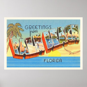 Poster Palm Beach Floride FL Vieux souvenir Vintage voyag
