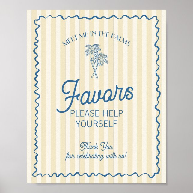 Poster Palm Jaune Springs Pastel Beach Faveurs (Devant)
