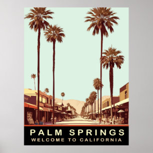 Poster Palm Springs, Californie, Vintage voyage