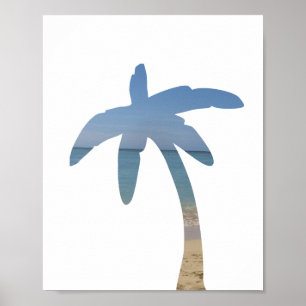 Poster Palm Tree Beach Ocean Photo Art Print