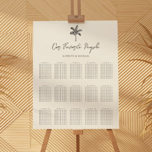 Poster Palm Tree Destination Wedding 15 Seating Chart