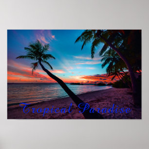 Poster Palm Tree Sandy Beach Tropical Paradise Island