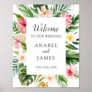 Poster Palm Tropical Banana Leaf Blush Floral Welcome
