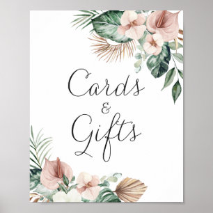 Poster Palme Tropical Floral Blush Cartes De Mariage Et C