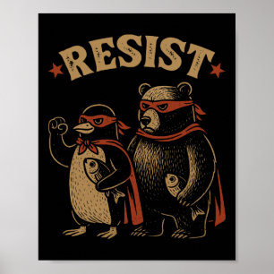 Poster Palmes d'ours de pingouin vers le haut résiste à d