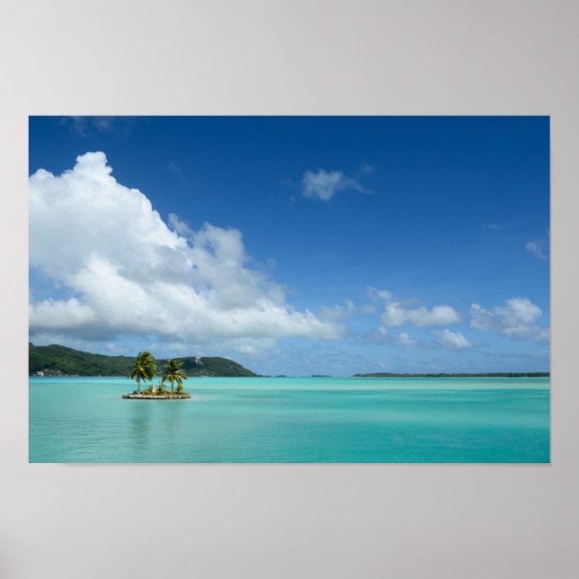 Poster Palmier dans la lagune de Bora Bora (Devant)