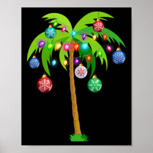 Poster Palmier de Noël Hawaï Noël Tropical Xmas Coconut L