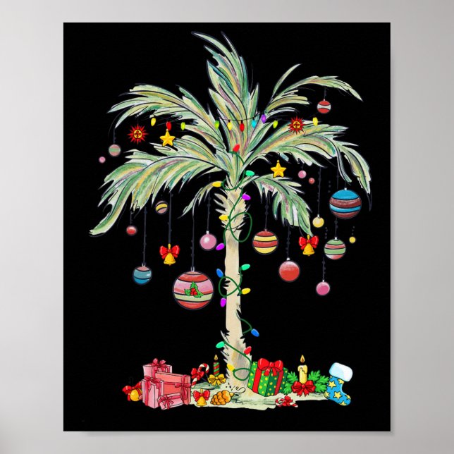 Poster Palmier de Noël Plage Tropicale de Noël Floride Ha (Devant)