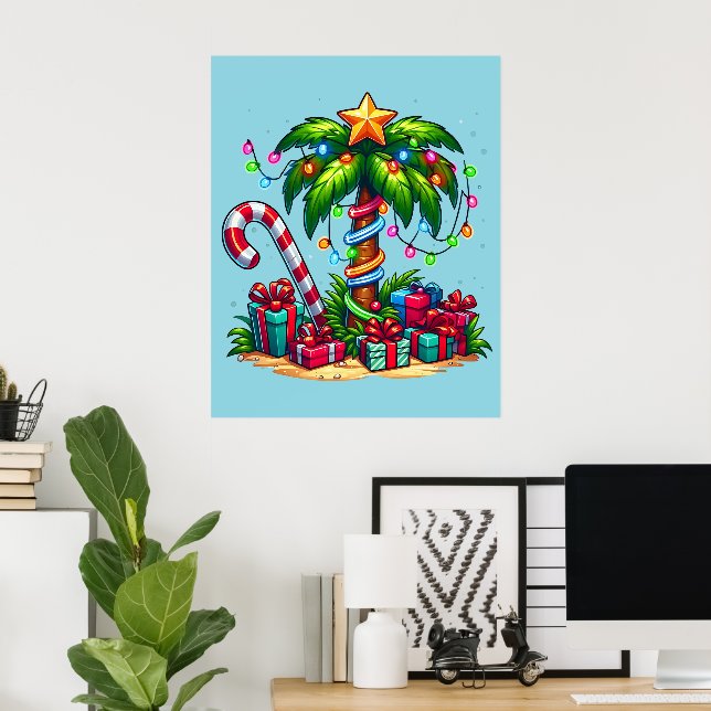 Poster Palmier de Noël tropical (Bureau à domicile)