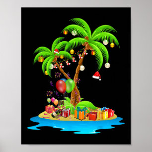 Poster Palmier de Noël Tropical Xmas Coconut Correspondan
