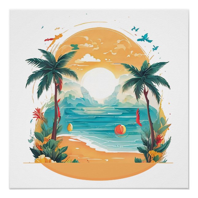Poster Palmier de Sun Beach (Devant)