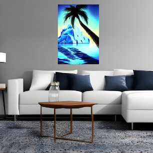 Poster Palmier près de l'iceberg et de la mer AI Art Po