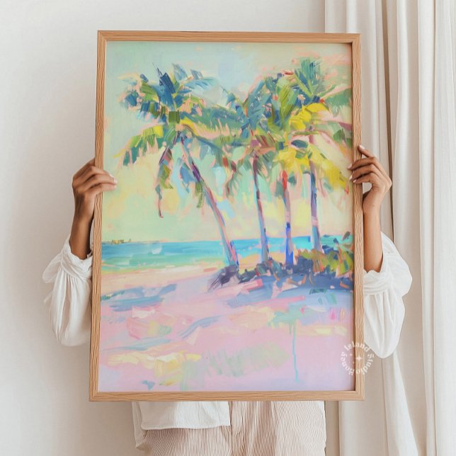Poster Palmier tropical Pastel Mur Côtier Art (Créateur téléchargé)