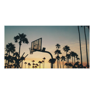 Poster Palmiers de basket au coucher du soleil
