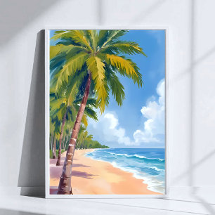 Poster Palmiers de plage de Maui Peinture Hawaii