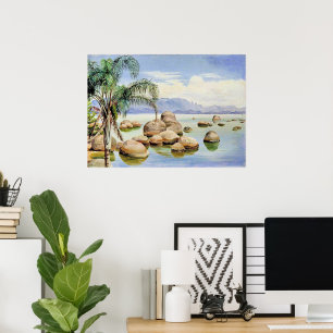 Poster Palmiers et rochers, baie de Rio,